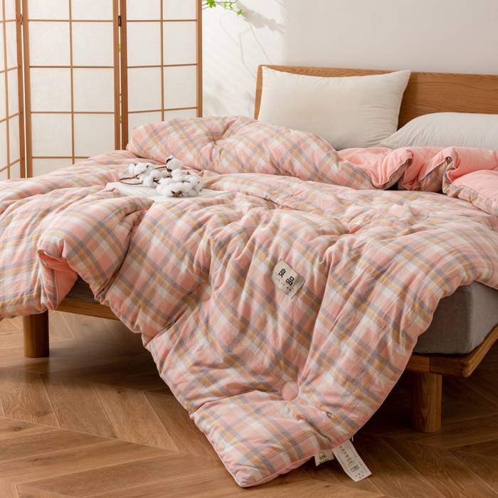 91家纺网 家纺一手货源 找家纺 雯雨家纺 2025新款100%里外全棉纯棉新疆棉花被冬被春秋被夏凉被四季被 简兮 粉