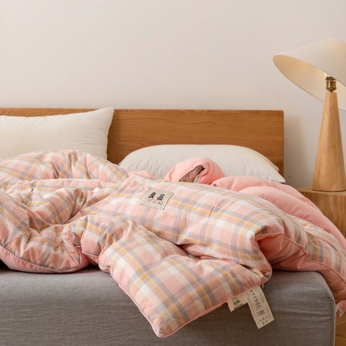 91家纺网 家纺一手货源 找家纺 雯雨家纺 2025新款100%里外全棉纯棉新疆棉花被冬被春秋被夏凉被四季被 简兮 粉