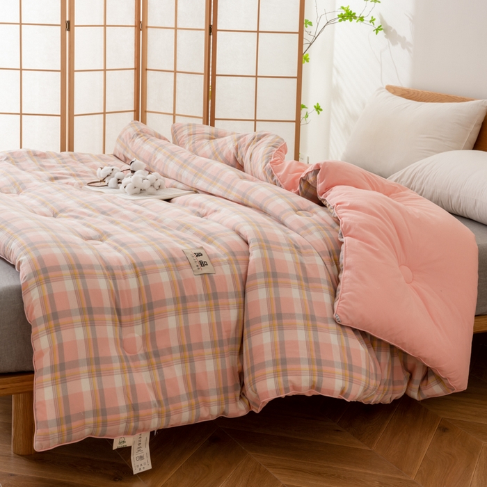 91家纺网 家纺一手货源 找家纺 雯雨家纺 2025新款100%里外全棉纯棉新疆棉花被冬被春秋被夏凉被四季被 简兮 粉