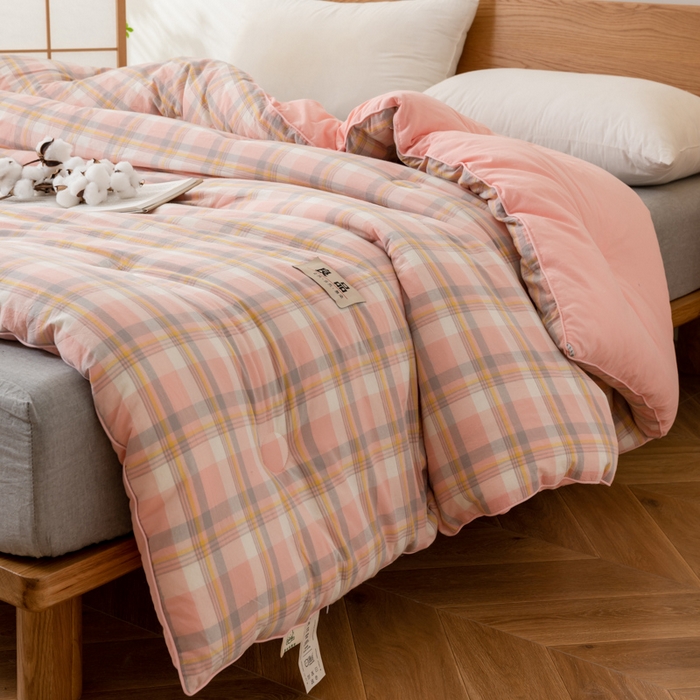 91家纺网 家纺一手货源 找家纺 雯雨家纺 2025新款100%里外全棉纯棉新疆棉花被冬被春秋被夏凉被四季被 简兮 粉