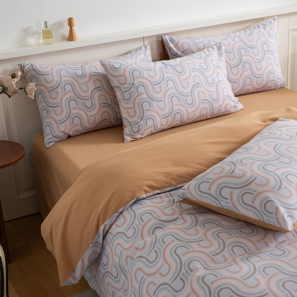 91家纺网 家纺一手货源 找家纺 绫韵家纺 2025秋冬新款印花全棉磨毛冬季加厚纯棉磨毛三件套四件套系列 摩菲