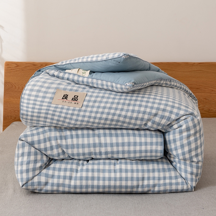 91家纺网 家纺一手货源 找家纺 雯雨家纺 2025新款100%里外全棉纯棉新疆棉花被冬被春秋被夏凉被四季被 蓝小格