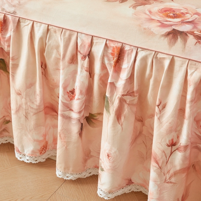 91家纺网 家纺一手货源 找家纺 （总）缦彩 全棉A类100%数码印花床裙遮丑花边床单床罩单品