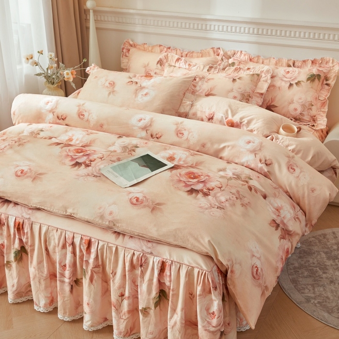 91家纺网 家纺一手货源 找家纺 （总）缦彩 全棉A类100%数码印花床裙遮丑花边床单床罩单品