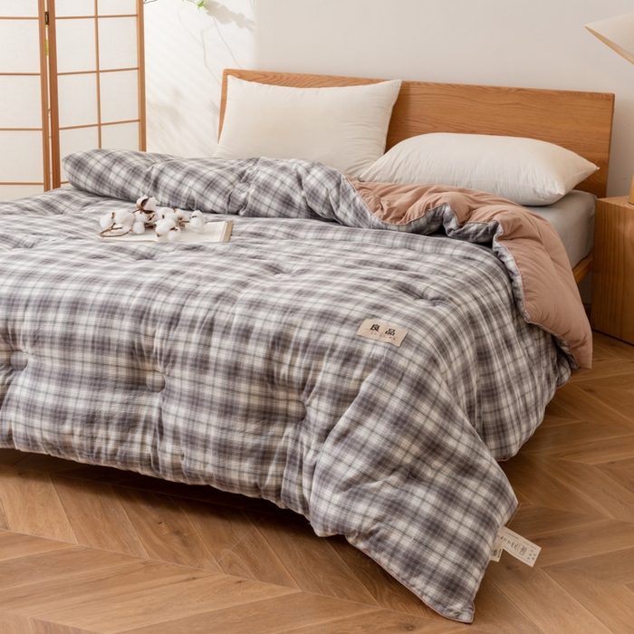 91家纺网 家纺一手货源 找家纺 雯雨家纺 2025新款100%里外全棉纯棉新疆棉花被冬被春秋被夏凉被四季被 轩尼诗-灰