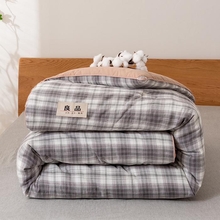 91家纺网 家纺一手货源 找家纺 雯雨家纺 2025新款100%里外全棉纯棉新疆棉花被冬被春秋被夏凉被四季被 轩尼诗-灰