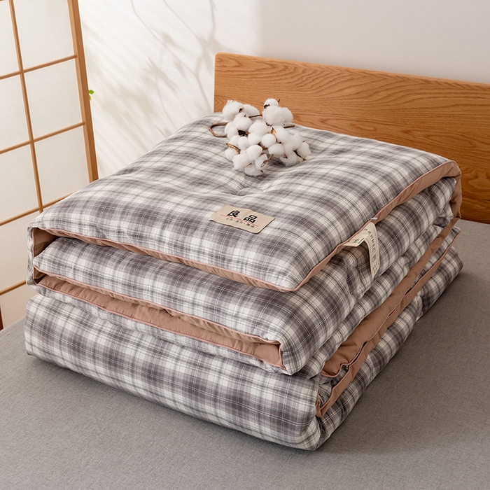 91家纺网 家纺一手货源 找家纺 雯雨家纺 2025新款100%里外全棉纯棉新疆棉花被冬被春秋被夏凉被四季被 轩尼诗-灰