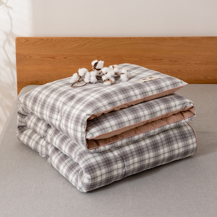 91家纺网 家纺一手货源 找家纺 雯雨家纺 2025新款100%里外全棉纯棉新疆棉花被冬被春秋被夏凉被四季被 轩尼诗-灰