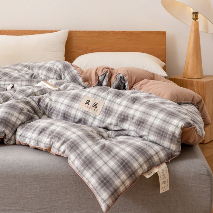 91家纺网 家纺一手货源 找家纺 雯雨家纺 2025新款100%里外全棉纯棉新疆棉花被冬被春秋被夏凉被四季被 轩尼诗-灰