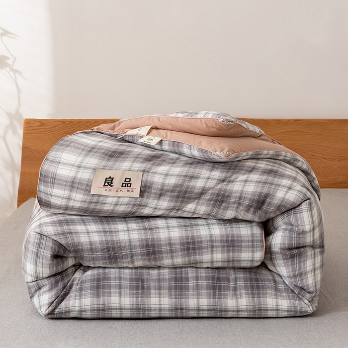 91家纺网 家纺一手货源 找家纺 雯雨家纺 2025新款100%里外全棉纯棉新疆棉花被冬被春秋被夏凉被四季被 轩尼诗-灰