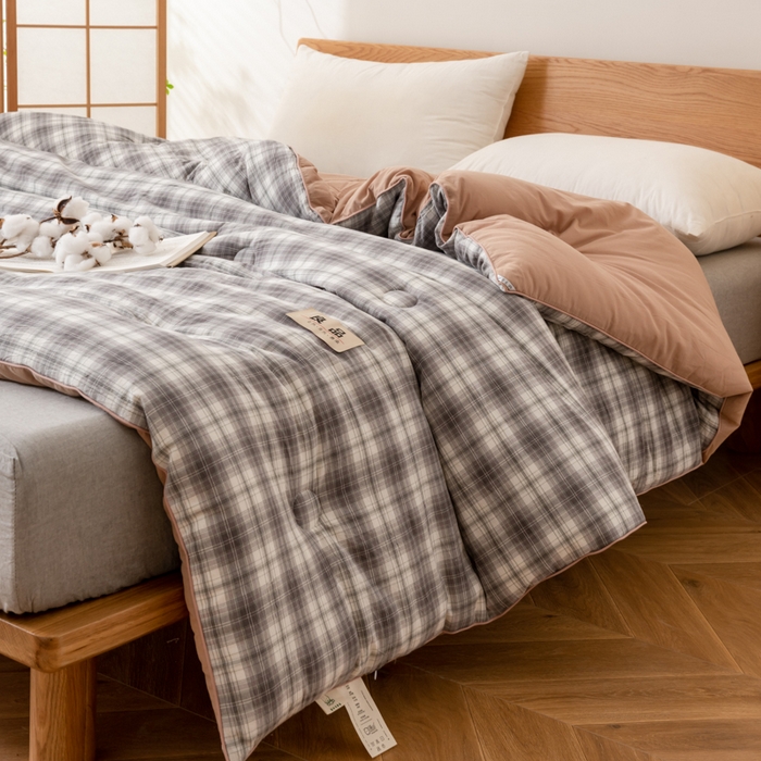 91家纺网 家纺一手货源 找家纺 雯雨家纺 2025新款100%里外全棉纯棉新疆棉花被冬被春秋被夏凉被四季被 轩尼诗-灰