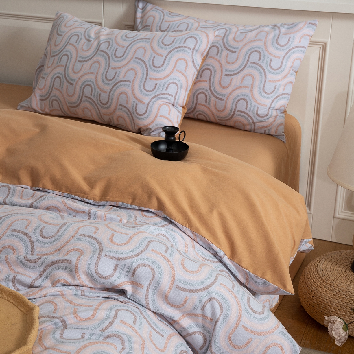 91家纺网 家纺一手货源 找家纺 绫韵家纺 2025秋冬新款印花全棉磨毛冬季加厚纯棉磨毛三件套四件套系列 摩菲