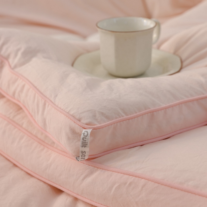 91家纺网 家纺一手货源 找家纺 雯雨家纺 2025新款A类绣花立体麻绳大豆被被子冬被春秋被被芯纤维被冬被被子被芯 绣花-粉