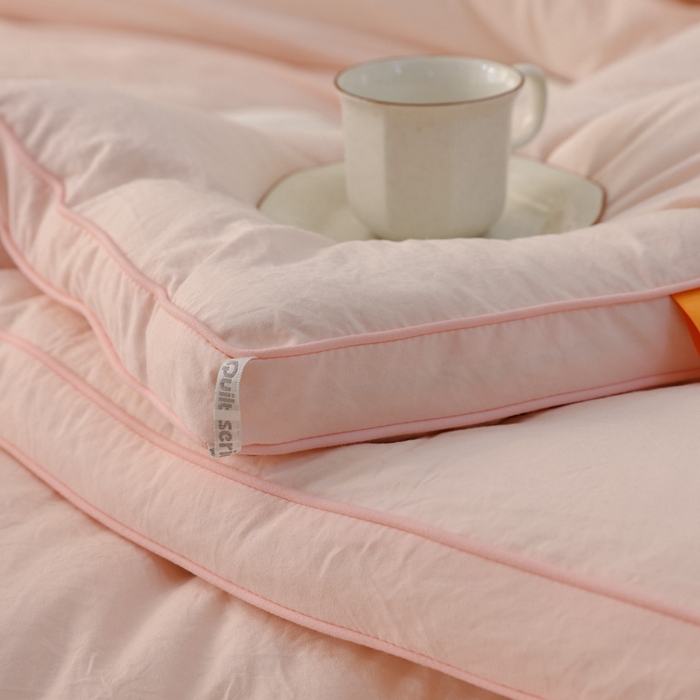 91家纺网 家纺一手货源 找家纺 雯雨家纺 2025新款A类绣花立体麻绳大豆被被子冬被春秋被被芯纤维被冬被被子被芯 绣花-粉