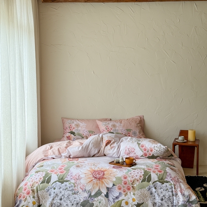 91家纺网 家纺一手货源 找家纺 窝米 2025新款全棉纯棉火山磨毛花卉系列四件套-第三批 葵野