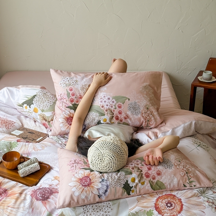 91家纺网 家纺一手货源 找家纺 窝米 2025新款全棉纯棉火山磨毛花卉系列四件套-第三批 葵野