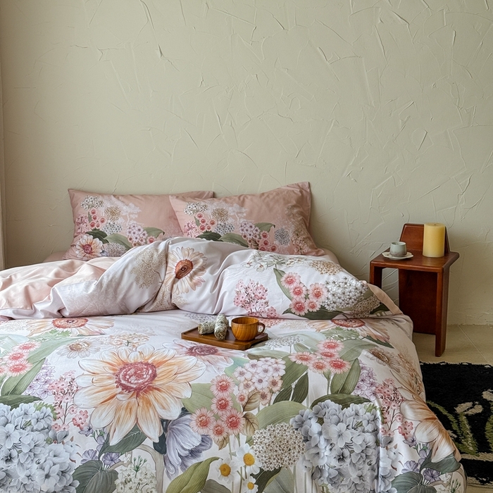 91家纺网 家纺一手货源 找家纺 窝米 2025新款全棉纯棉火山磨毛花卉系列四件套-第三批 葵野