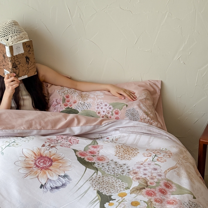 窝米 2025新款全棉纯棉火山磨毛花卉系列四件套-第三批 葵野
