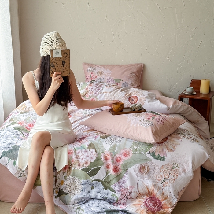 91家纺网 家纺一手货源 找家纺 窝米 2025新款全棉纯棉火山磨毛花卉系列四件套-第三批 葵野