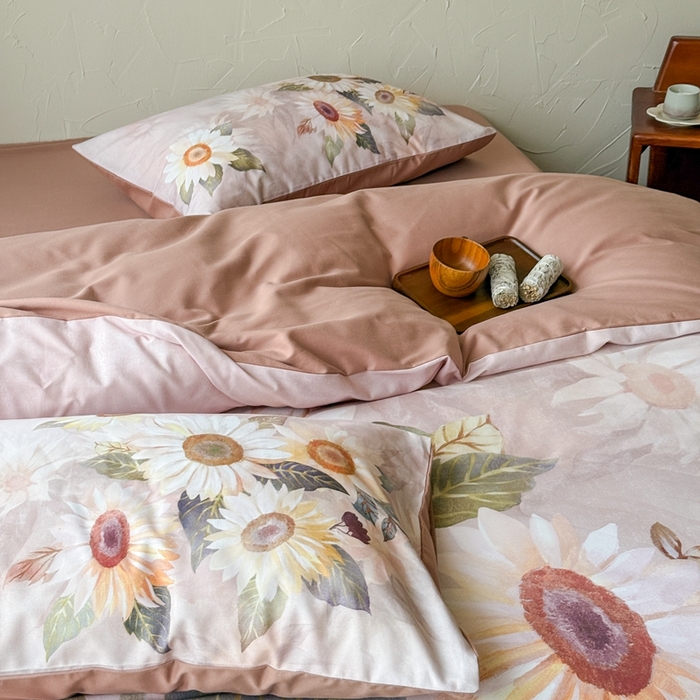 91家纺网 家纺一手货源 找家纺 窝米 2025新款全棉纯棉火山磨毛花卉系列四件套-第三批 葵旋