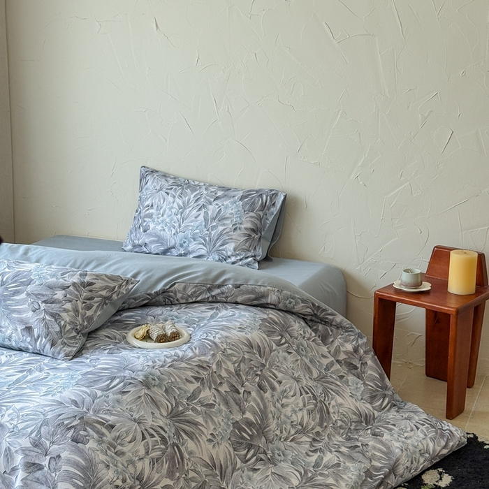 91家纺网 家纺一手货源 找家纺 窝米 2025新款全棉纯棉火山磨毛花卉系列四件套-第三批 疏影-蓝