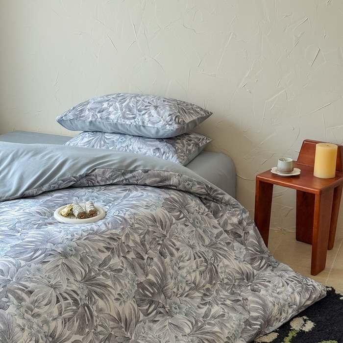 91家纺网 家纺一手货源 找家纺 窝米 2025新款全棉纯棉火山磨毛花卉系列四件套-第三批 疏影-蓝