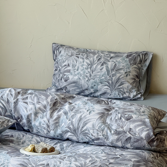 91家纺网 家纺一手货源 找家纺 窝米 2025新款全棉纯棉火山磨毛花卉系列四件套-第三批 疏影-蓝