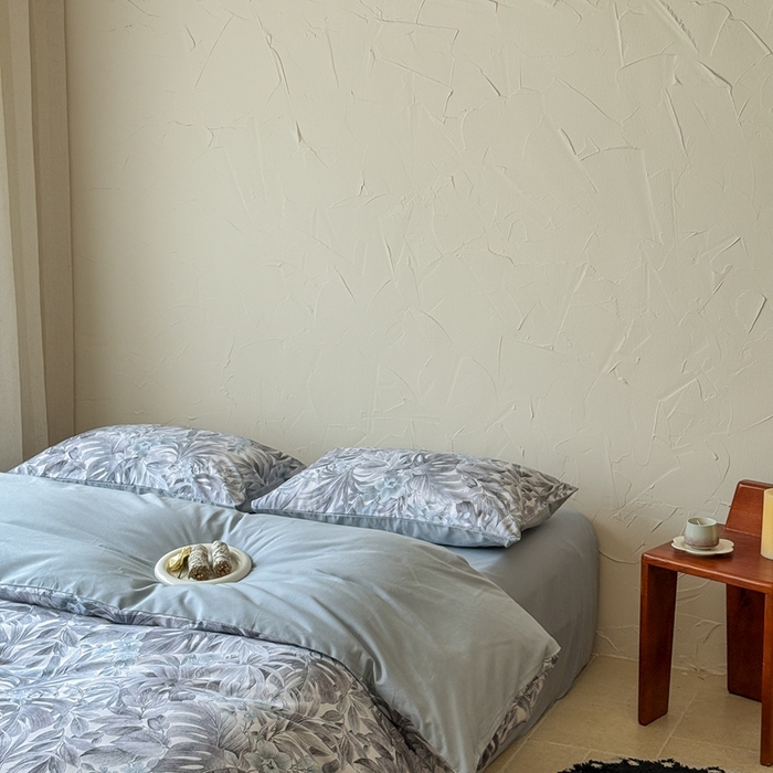 91家纺网 家纺一手货源 找家纺 窝米 2025新款全棉纯棉火山磨毛花卉系列四件套-第三批 疏影-蓝