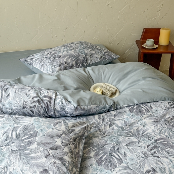 91家纺网 家纺一手货源 找家纺 窝米 2025新款全棉纯棉火山磨毛花卉系列四件套-第三批 疏影-蓝