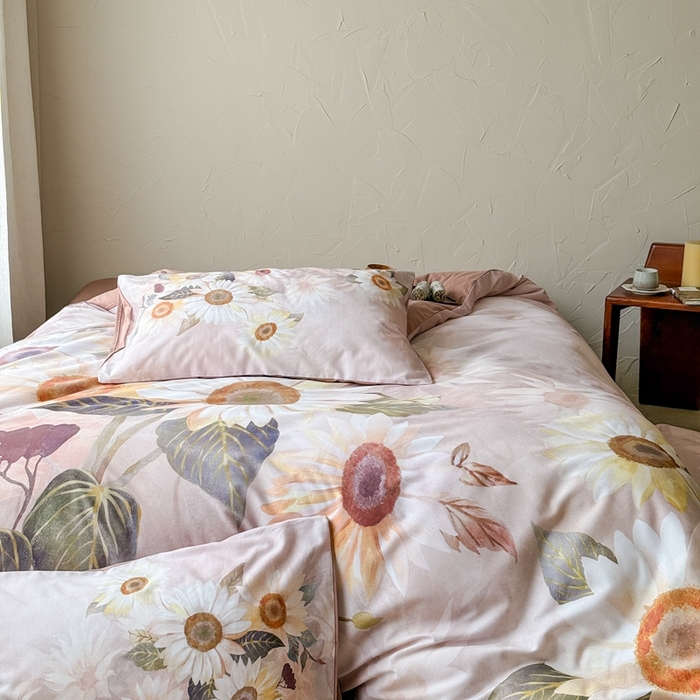 91家纺网 家纺一手货源 找家纺 窝米 2025新款全棉纯棉火山磨毛花卉系列四件套-第三批 葵旋