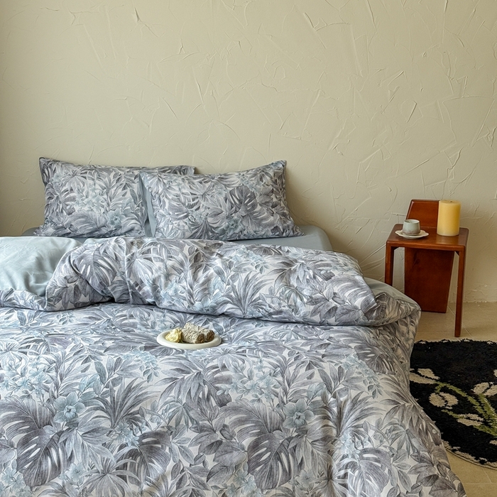 91家纺网 家纺一手货源 找家纺 窝米 2025新款全棉纯棉火山磨毛花卉系列四件套-第三批 疏影-蓝