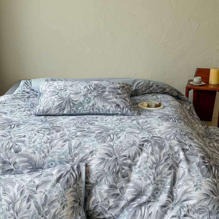 91家纺网 家纺一手货源 找家纺 窝米 2025新款全棉纯棉火山磨毛花卉系列四件套-第三批 疏影-蓝