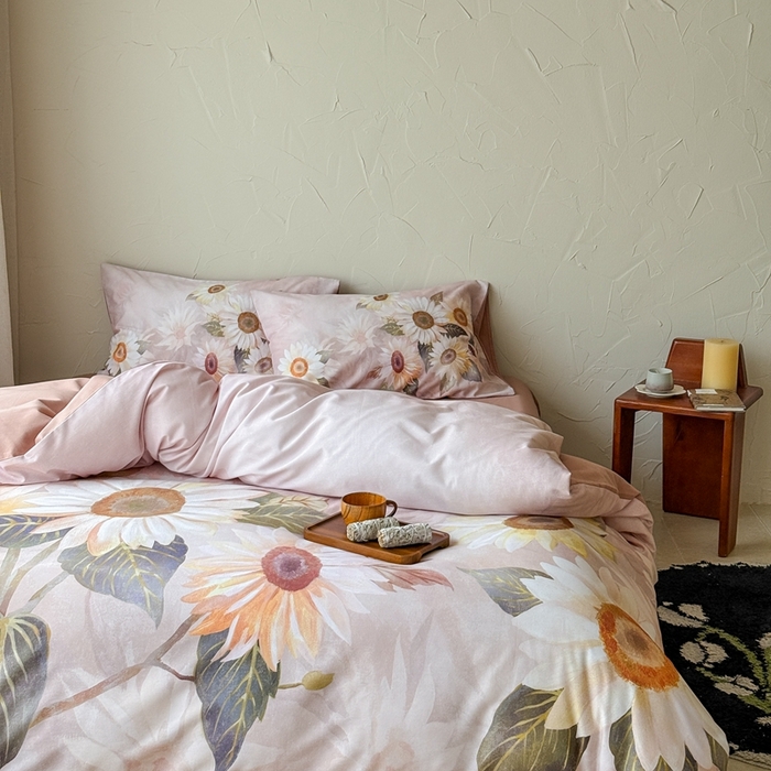 91家纺网 家纺一手货源 找家纺 窝米 2025新款全棉纯棉火山磨毛花卉系列四件套-第三批 葵旋