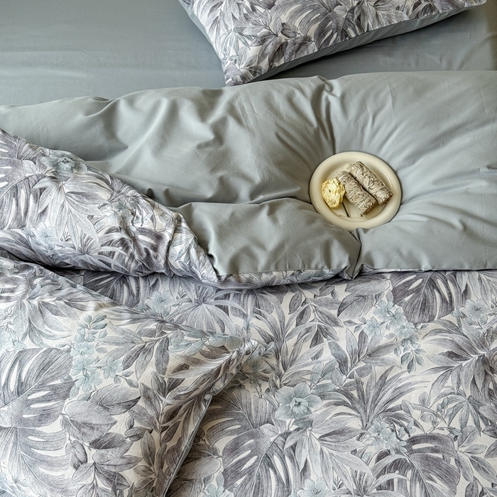 91家纺网 家纺一手货源 找家纺 窝米 2025新款全棉纯棉火山磨毛花卉系列四件套-第三批 疏影-蓝