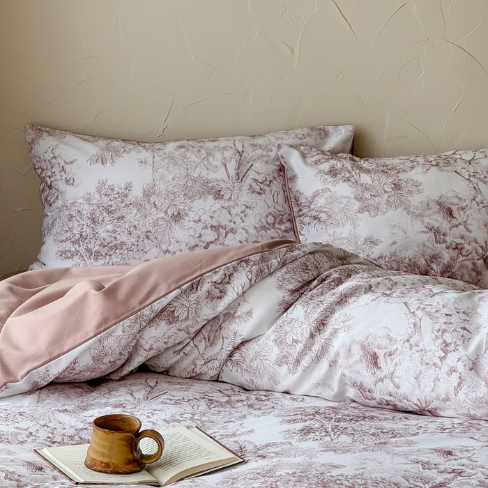 91家纺网 家纺一手货源 找家纺 窝米 2025新款全棉纯棉火山磨毛花卉系列四件套-第三批 浮生-咖