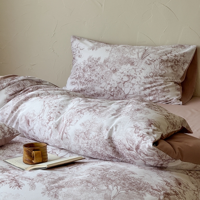 91家纺网 家纺一手货源 找家纺 窝米 2025新款全棉纯棉火山磨毛花卉系列四件套-第三批 浮生-咖