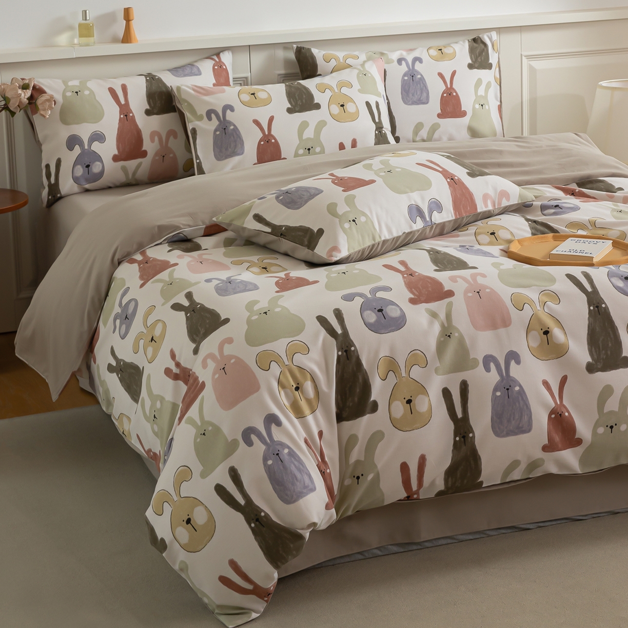 91家纺网 家纺一手货源 找家纺 绫韵家纺 2025秋冬新款印花全棉磨毛冬季加厚纯棉磨毛三件套四件套系列 妮可