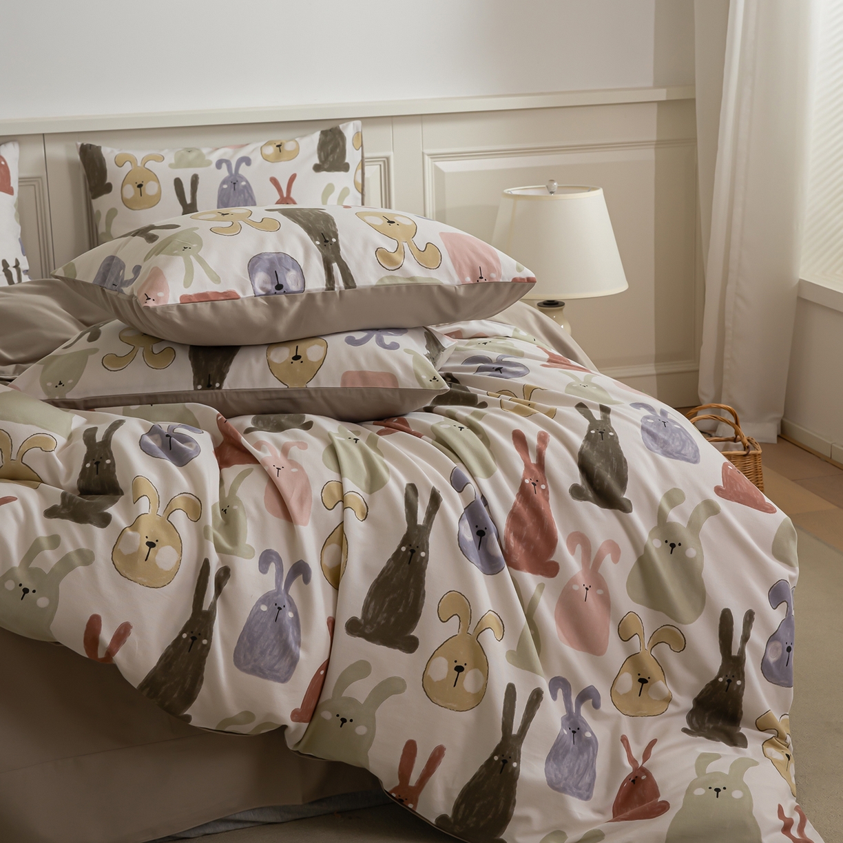 91家纺网 家纺一手货源 找家纺 绫韵家纺 2025秋冬新款印花全棉磨毛冬季加厚纯棉磨毛三件套四件套系列 妮可