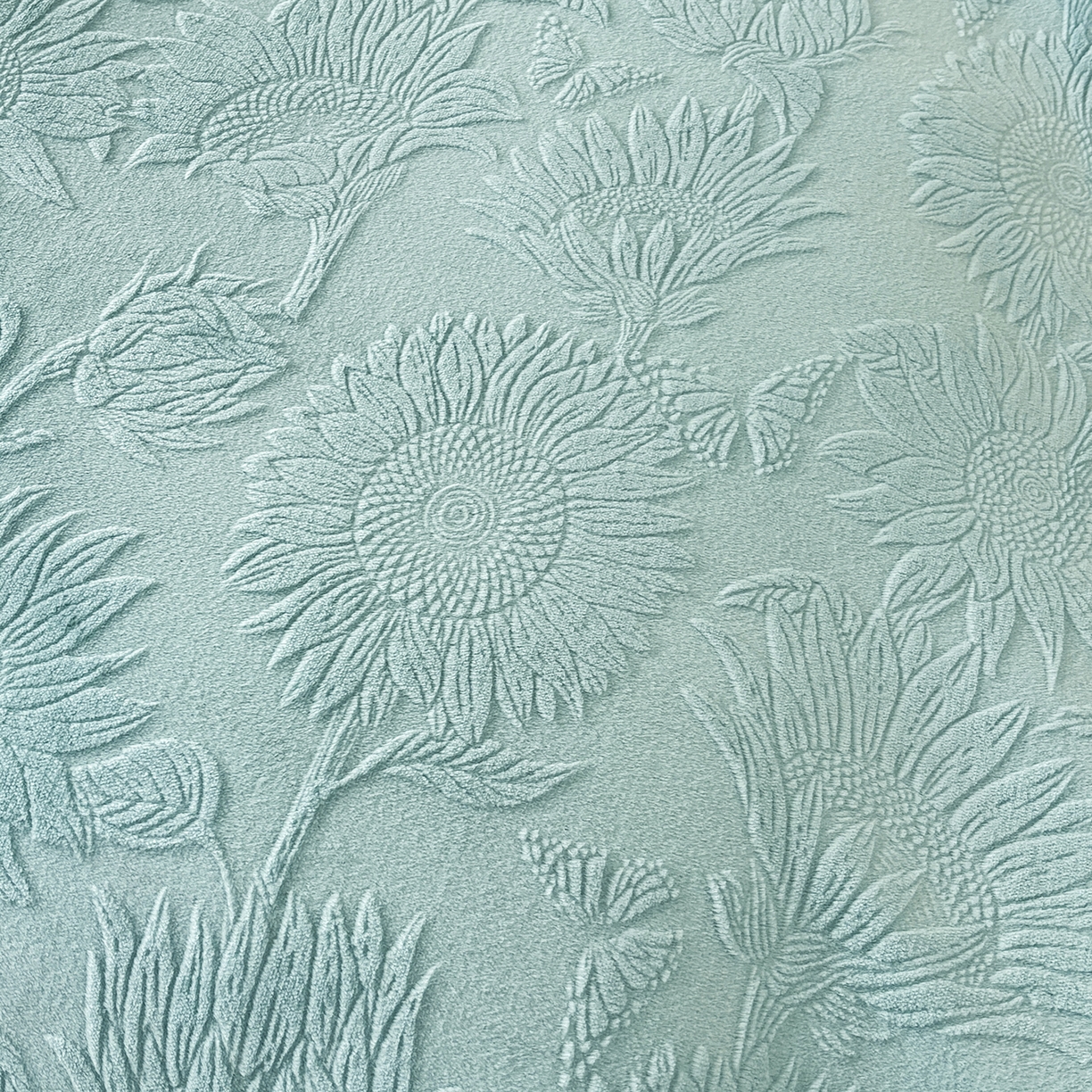 91家纺网 家纺一手货源 找家纺 金艾草 2025新款牛奶绒立体雕花夹棉床盖四件套向日葵-湖蓝