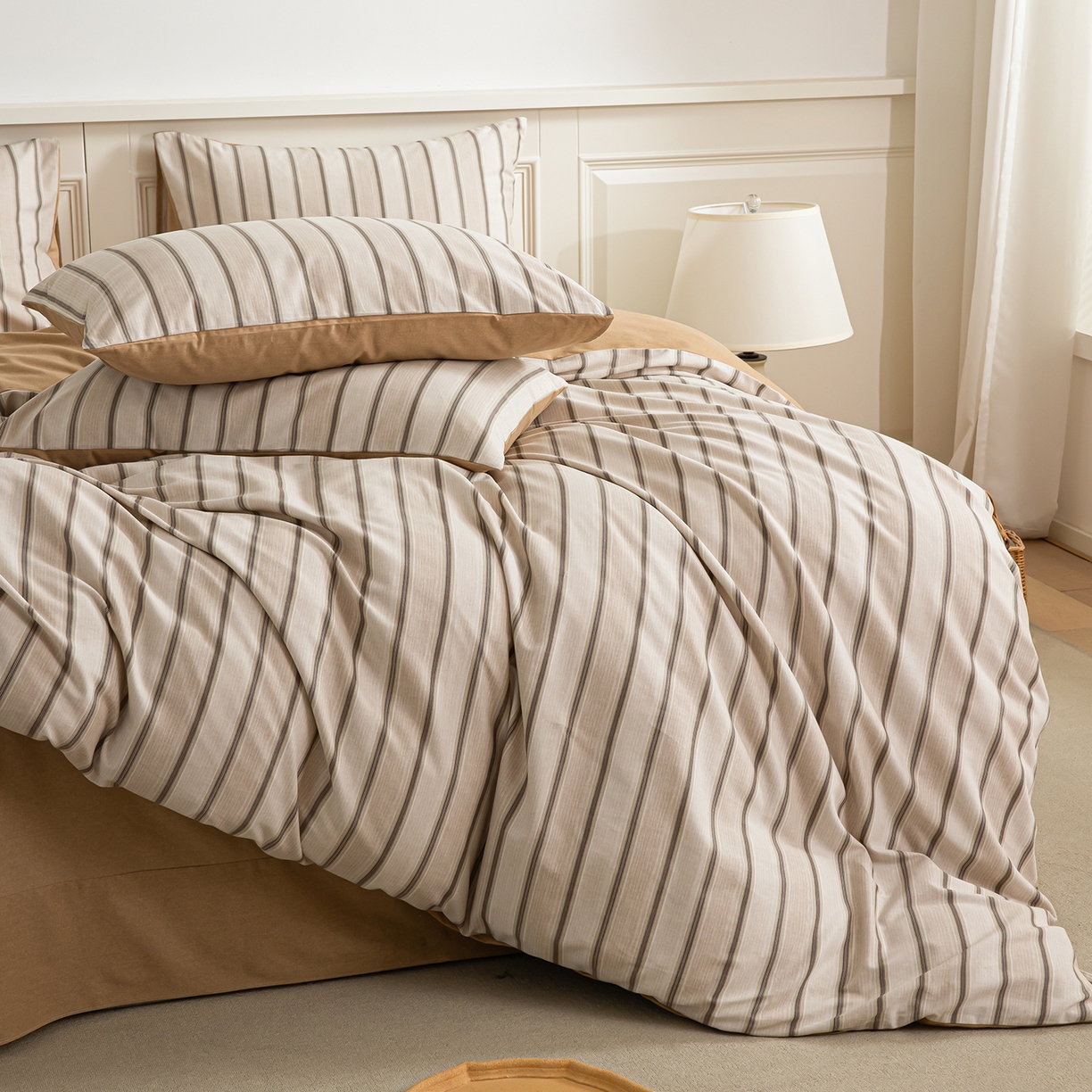 91家纺网 家纺一手货源 找家纺 绫韵家纺 2025秋冬新款印花全棉磨毛冬季加厚纯棉磨毛三件套四件套系列 容枫