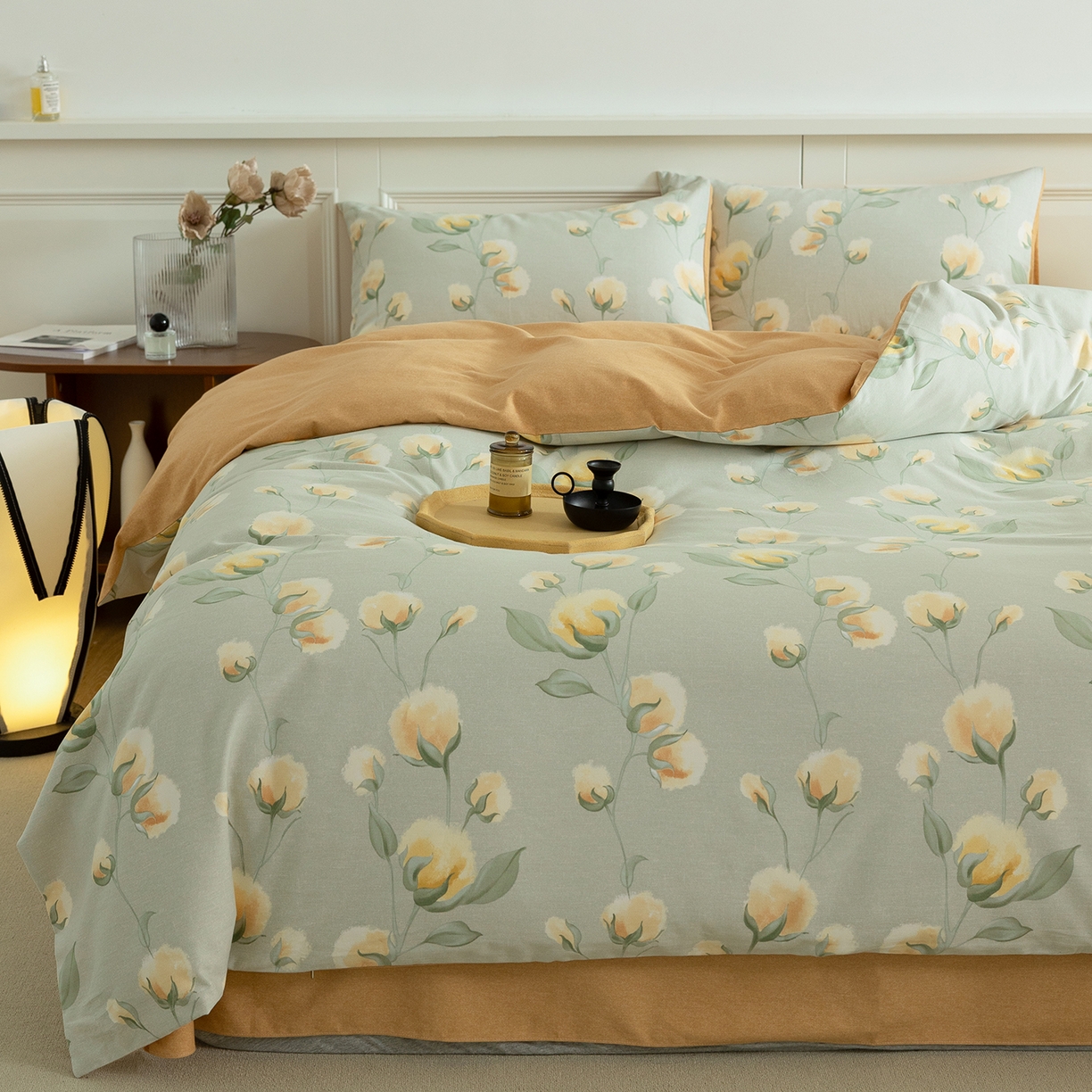 91家纺网 家纺一手货源 找家纺 绫韵家纺 2025秋冬新品生态全棉磨毛冬季纯棉磨毛四件套系列 碧秋灰