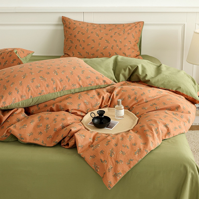 绫韵家纺 2025秋冬新品生态全棉磨毛冬季纯棉磨毛四件套系列 花语遥香-咖