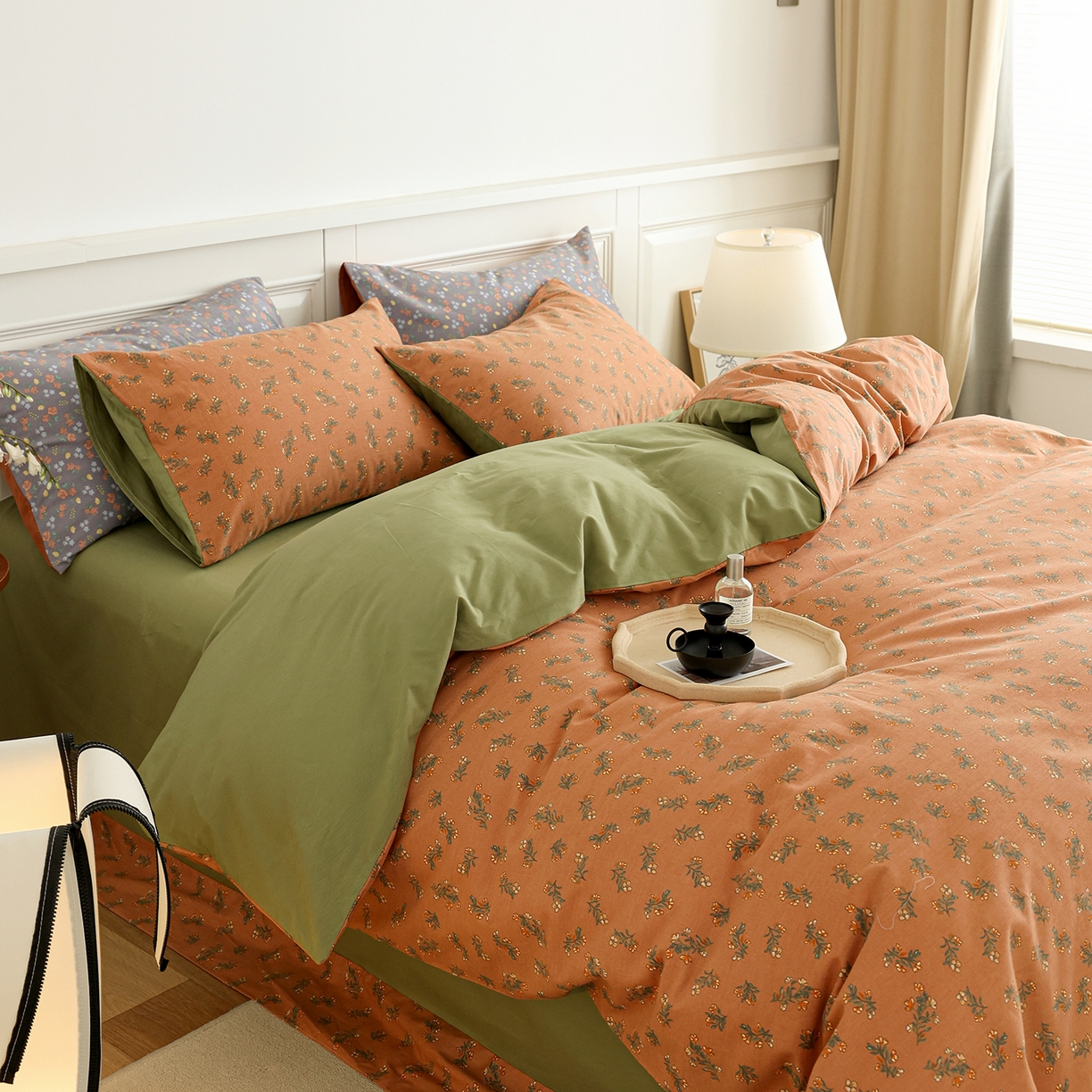 91家纺网 家纺一手货源 找家纺 绫韵家纺 2025秋冬新品生态全棉磨毛冬季纯棉磨毛四件套系列 花语遥香-咖