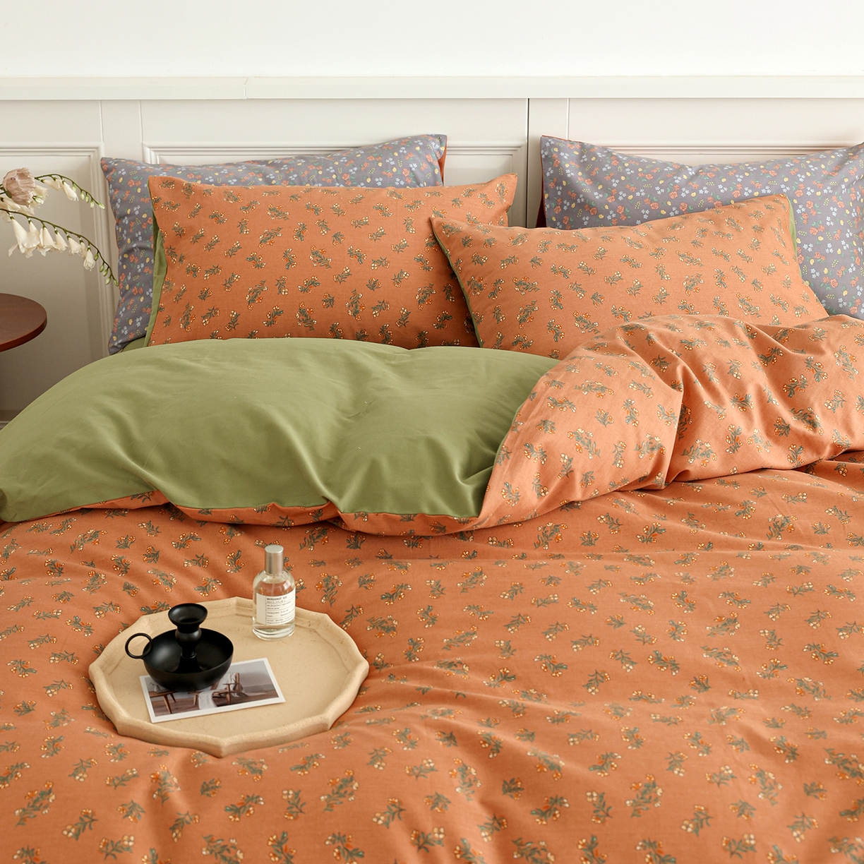 91家纺网 家纺一手货源 找家纺 绫韵家纺 2025秋冬新品生态全棉磨毛冬季纯棉磨毛四件套系列 花语遥香-咖