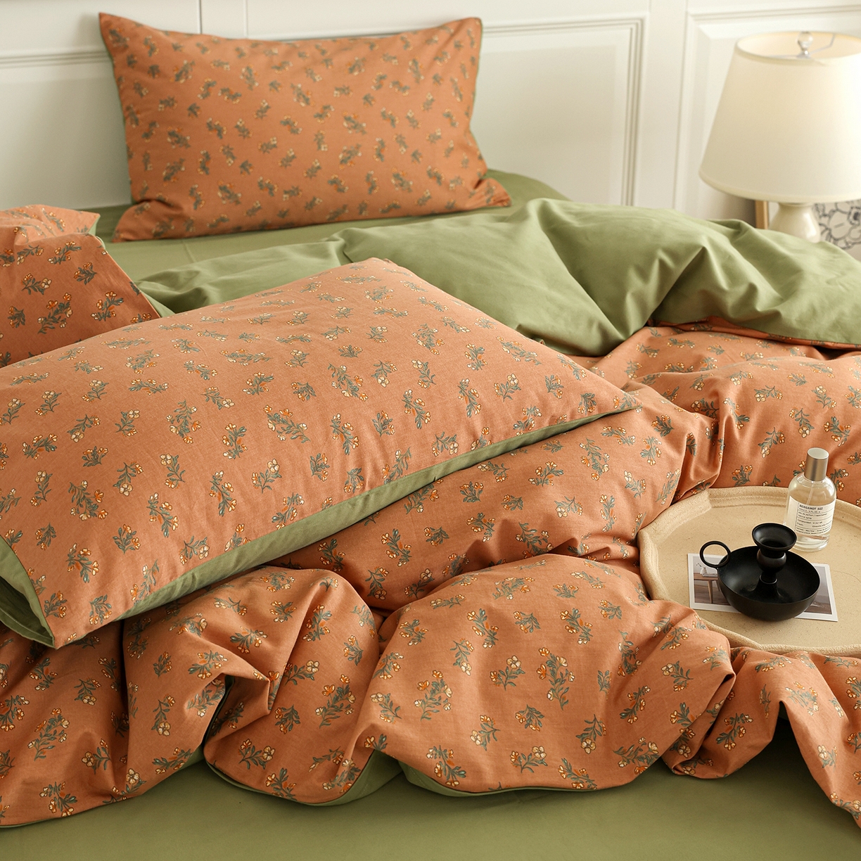 91家纺网 家纺一手货源 找家纺 绫韵家纺 2025秋冬新品生态全棉磨毛冬季纯棉磨毛四件套系列 花语遥香-咖