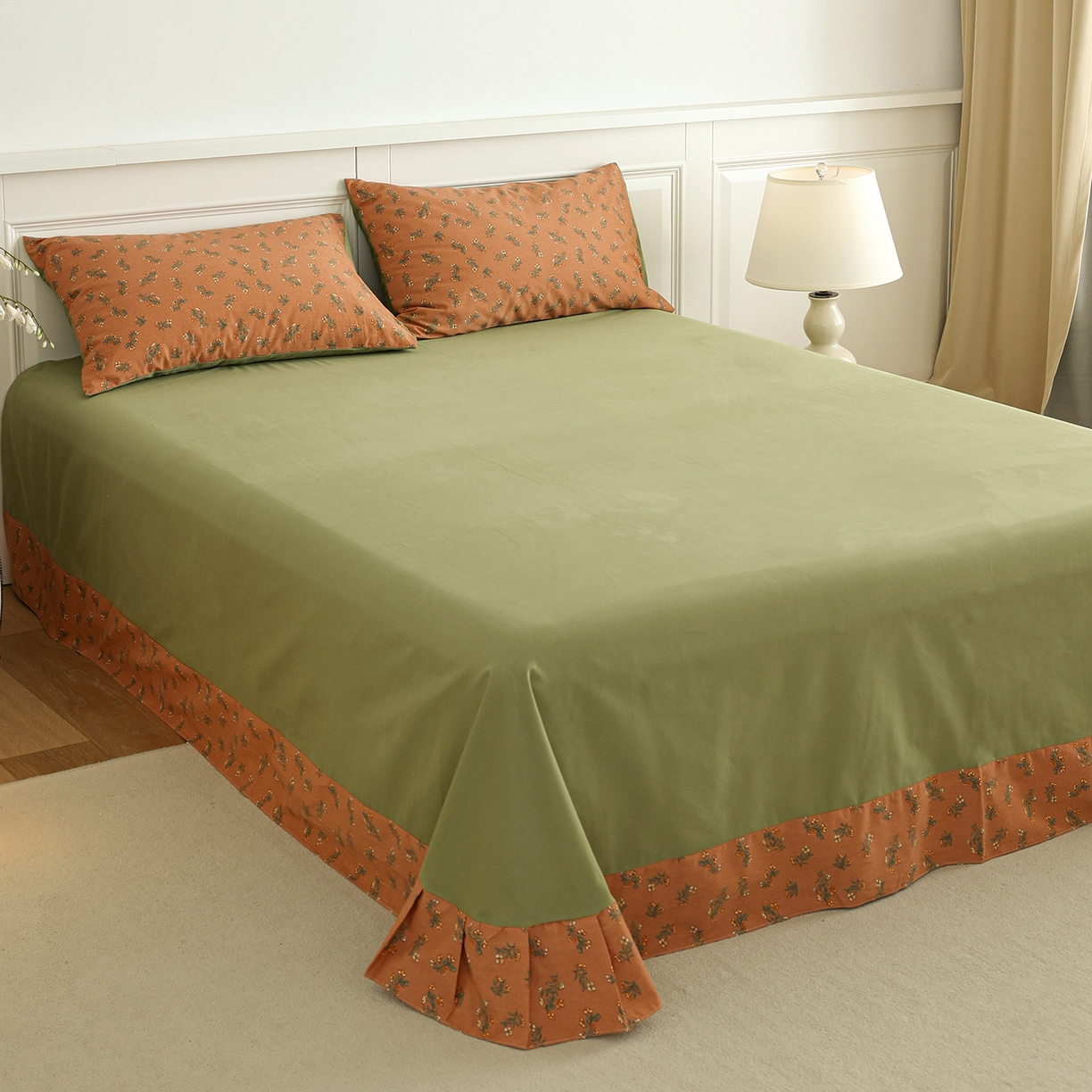 91家纺网 家纺一手货源 找家纺 绫韵家纺 2025秋冬新品生态全棉磨毛冬季纯棉磨毛四件套系列 花语遥香-咖