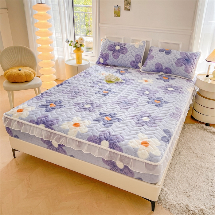 91家纺网 家纺一手货源 找家纺 （总）小萌虎 2025新款A类防静电牛奶绒印花夹棉床笠