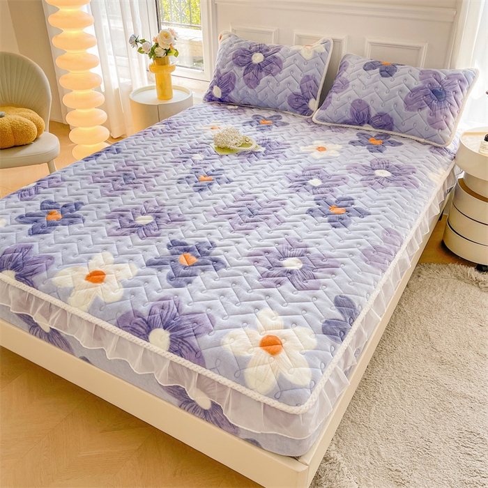 91家纺网 家纺一手货源 找家纺 （总）小萌虎 2025新款A类防静电牛奶绒印花夹棉床笠