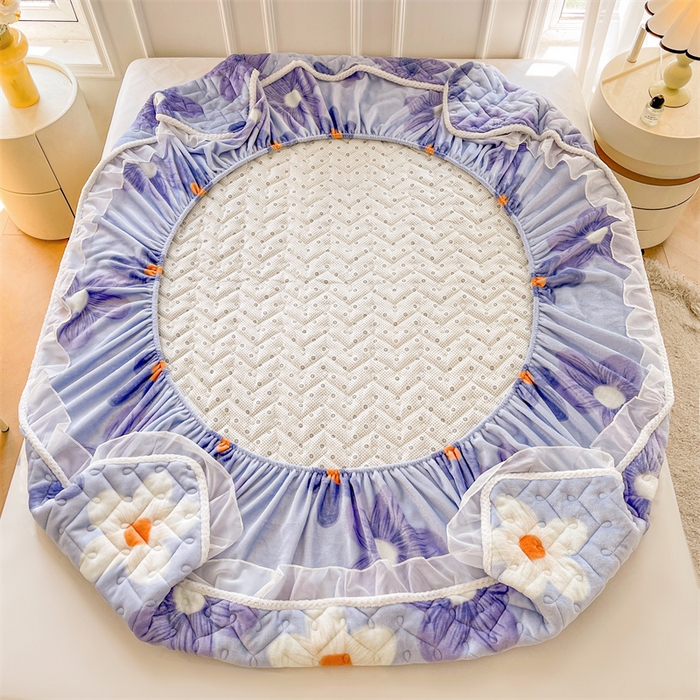 91家纺网 家纺一手货源 找家纺 （总）小萌虎 2025新款A类防静电牛奶绒印花夹棉床笠