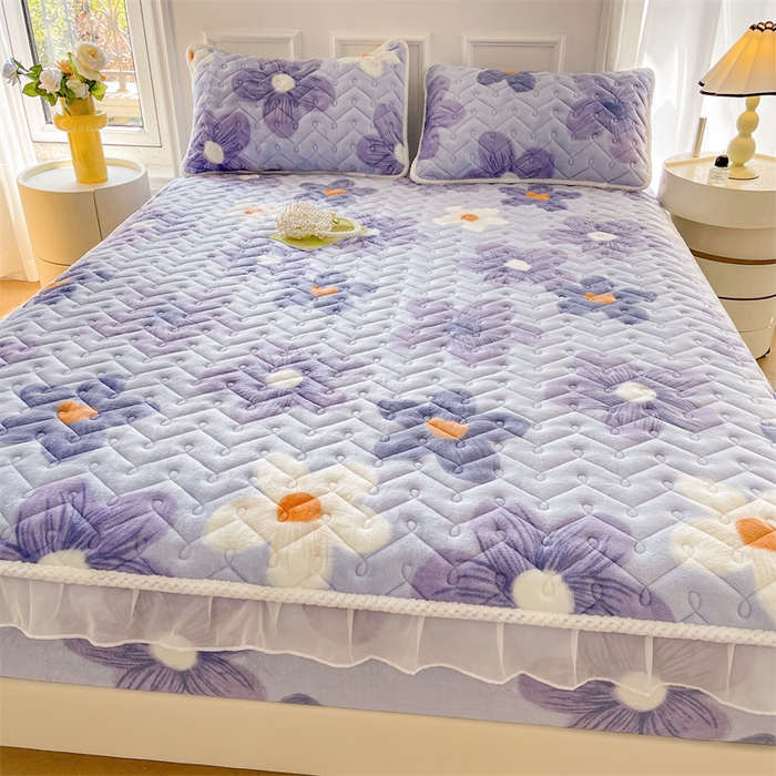 91家纺网 家纺一手货源 找家纺 （总）小萌虎 2025新款A类防静电牛奶绒印花夹棉床笠